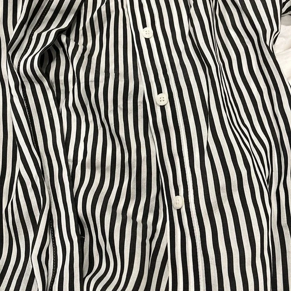 Massimo Dutti long sleeve belted button down black &white 3/4 length dress XS/S - Picture 14 of 16